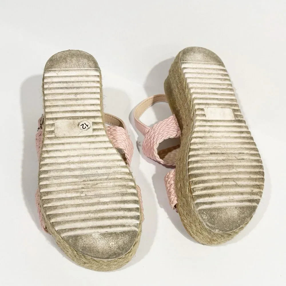 Adrienne Vittadin Girls Pink Braided Wedge Sandals Size 12 Little Kid Espadrille